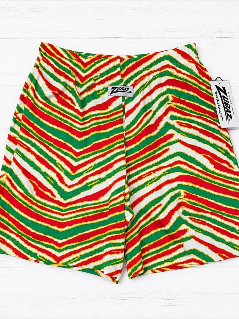 NWT Zubaz Zebra Print Shorts Colorful Retro Made In USA Size XL